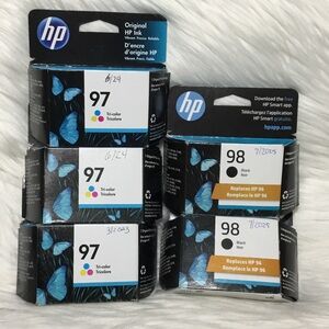 HP 97 Tri-Color and HP 98 Black Printer Ink - New in Unopened Boxes
